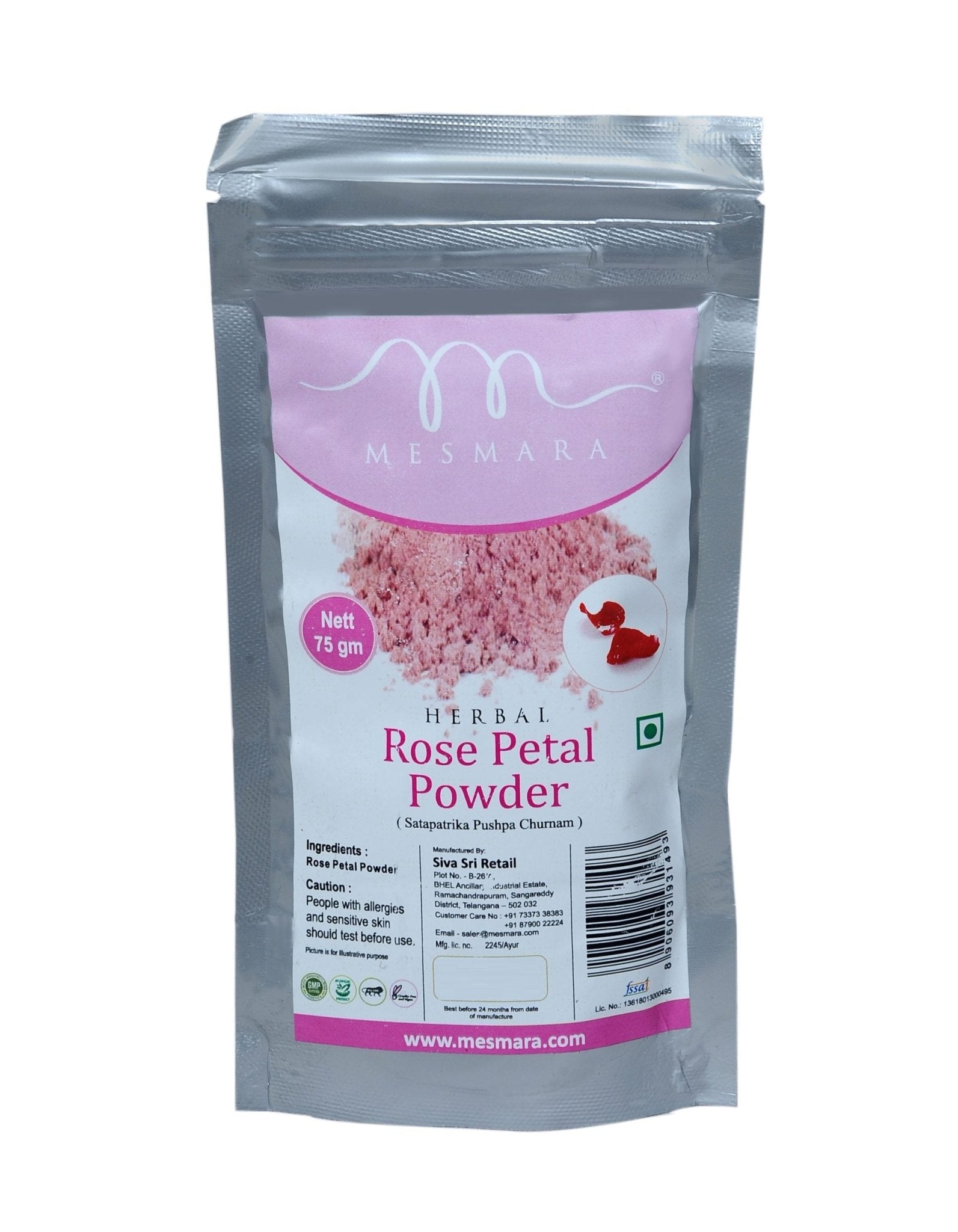 Mesmara Herbal Rose Petal Powder, 75g - Mesmara