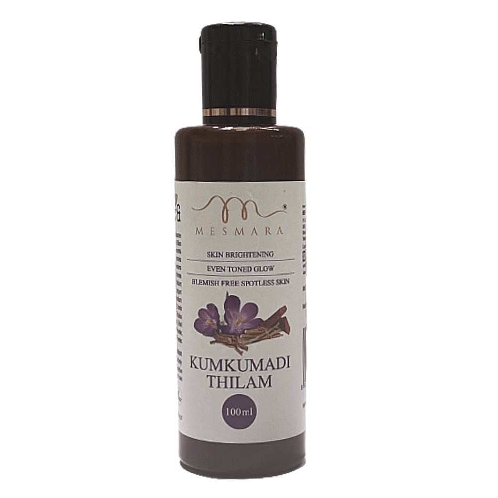 Mesmara Kumkumadi Thilam 100ml - Ayurvedic Face Oil with Pure Saffron &amp; Red Sandalwood - Mesmara