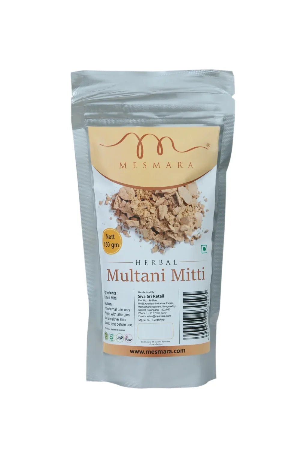 Mesmara Multani Mitti (Fuller's Earth) Clay – Natural Face & Hair Pack | 150g - Mesmara
