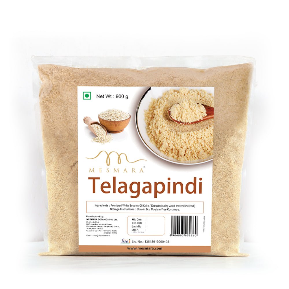 Mesmara Telagapindi (Defatted White Sesame Oil Cake) 900 Gms - Mesmara