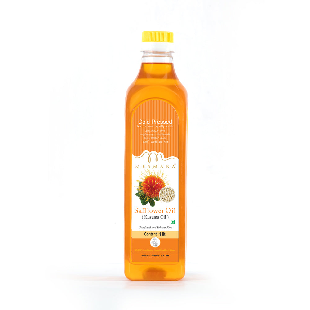 Mesmara Cold Pressed Safflower Oil – Pure, High Smoke Point, Neutral Flavour – 1 Litre